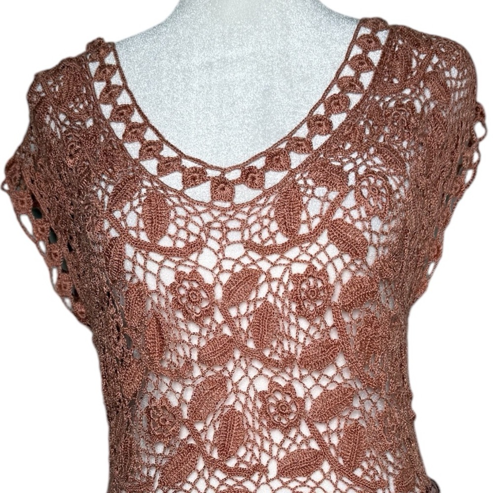 Anthropologie Linen Delicate Crochet "Winter Rose Pullover" Top‎ - Picture 7 of 7